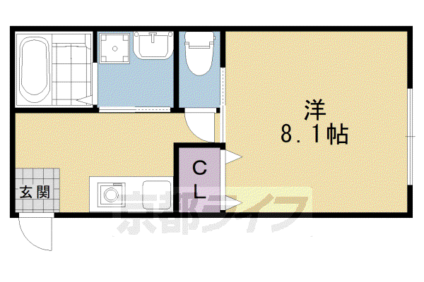 阪急電鉄京都線 桂駅 徒歩11分 3階建 築8年(1K/3階)の間取り写真