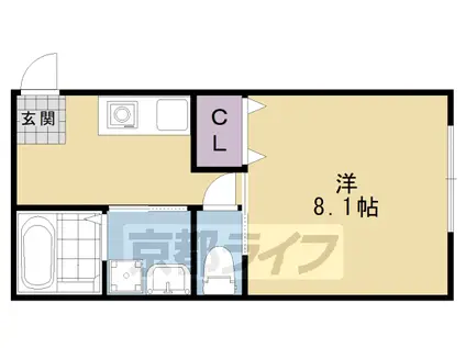 阪急電鉄京都線 桂駅 徒歩11分 3階建 築8年(1K/2階)の間取り写真