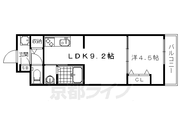 阪急電鉄京都線 西院駅(阪急) 徒歩10分 4階建 築13年(1LDK/3階)の間取り写真