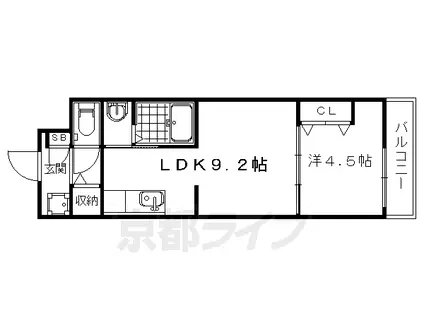 阪急電鉄京都線 西院駅(阪急) 徒歩10分 4階建 築13年(1LDK/4階)の間取り写真