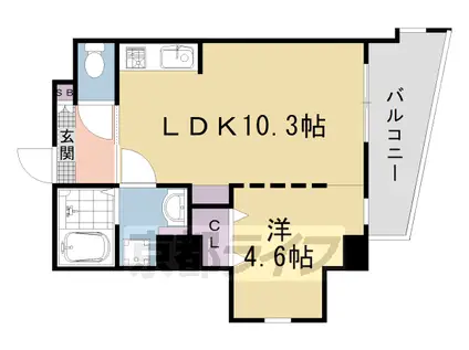 モンドール西院(1LDK/6階)の間取り写真