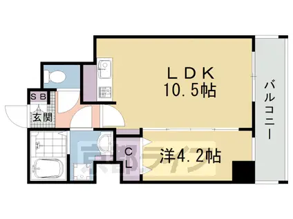 阪急電鉄京都線 西院駅(阪急) 徒歩9分 6階建 築12年(1LDK/3階)の間取り写真