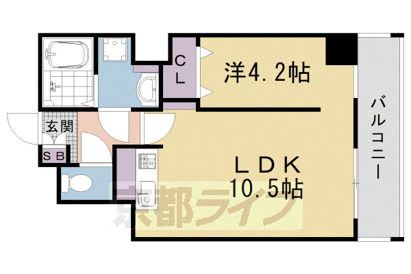 阪急電鉄京都線 西院駅(阪急) 徒歩9分 6階建 築13年(1LDK/6階)の間取り写真