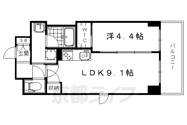 京都市東西線 太秦天神川駅 徒歩7分 7階建 築13年(1LDK/3階)の間取り写真