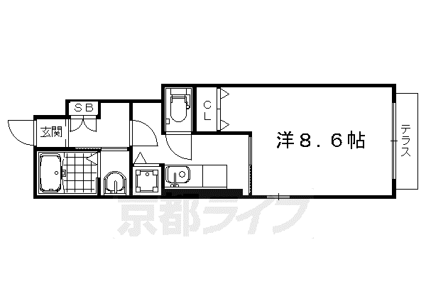 山陰本線 太秦駅(ＪＲ) 徒歩12分 2階建 築13年(1K/1階)の間取り写真