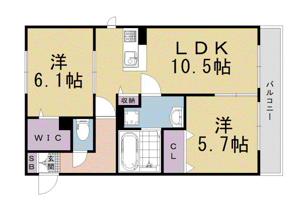 阪急電鉄嵐山線 松尾大社駅 徒歩14分 2階建 築13年(2LDK/1階)の間取り写真