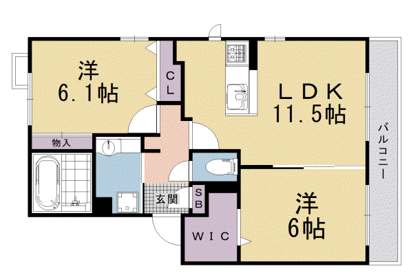 山陰本線 花園駅(京都) 徒歩20分 2階建 築13年(2LDK/2階)の間取り写真