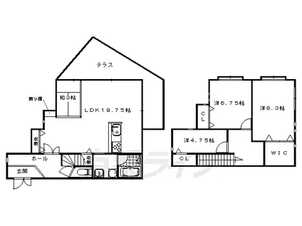 山陰本線 花園駅(京都) 徒歩20分 2階建 築15年(3SLDK)の間取り写真