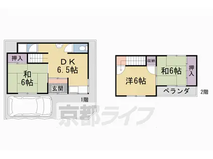 阪急電鉄京都線 西院駅(阪急) 徒歩10分 2階建 築61年(3DK)の間取り写真