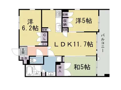阪急電鉄京都線 西京極駅 徒歩4分 7階建 築12年(3LDK/3階)の間取り写真