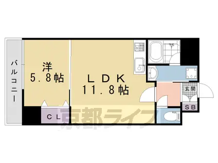 エリーフラッツ梅の宮(1LDK/3階)の間取り写真