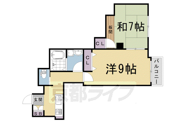 京都市東西線 太秦天神川駅 徒歩6分 6階建 築12年(2K/1階)の間取り写真