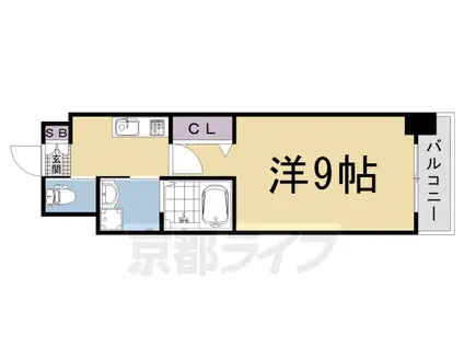 京都市東西線 太秦天神川駅 徒歩6分 6階建 築12年(1K/4階)の間取り写真