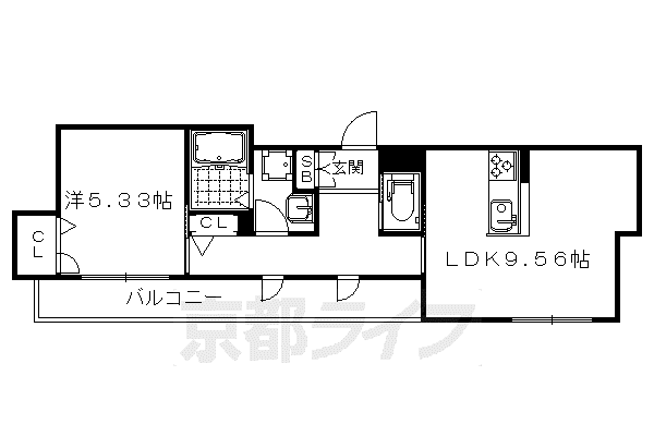 阪急電鉄京都線 西院駅(阪急) 徒歩9分 3階建 築12年(1LDK/2階)の間取り写真