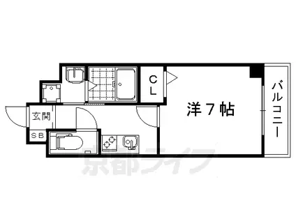 山陰本線 丹波口駅 徒歩5分 4階建 築11年(1K/4階)の間取り写真