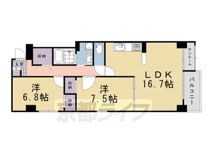 阪急電鉄京都線 西院駅(阪急) 徒歩5分 7階建 築11年(1SLDK/4階)の間取り写真