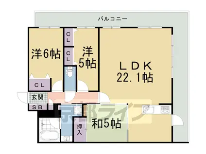 阪急電鉄京都線 西京極駅 徒歩10分 7階建 築12年(3LDK/5階)の間取り写真