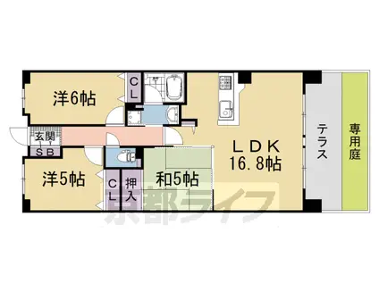 阪急電鉄京都線 西京極駅 徒歩10分 7階建 築12年(3LDK/1階)の間取り写真