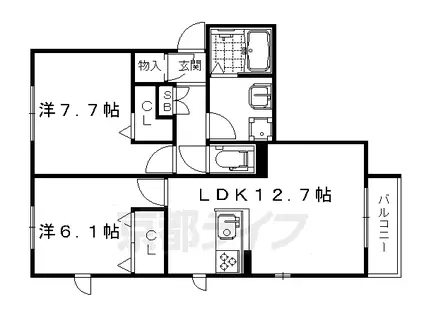 リヴェール嵐山(2LDK/2階)の間取り写真