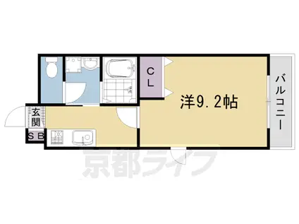 阪急電鉄京都線 西京極駅 徒歩13分 2階建 築15年(1K/1階)の間取り写真