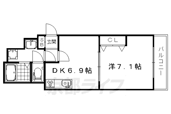 京福嵐山本線 帷子ノ辻駅 徒歩5分 2階建 築12年(1DK/2階)の間取り写真