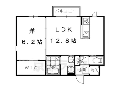 山陰本線 二条駅 徒歩9分 3階建 築12年(1LDK/2階)の間取り写真