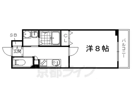 山陰本線 円町駅 徒歩12分 5階建 築10年(1K/2階)の間取り写真