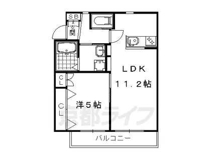 グランソレーユ太秦(1LDK/2階)の間取り写真