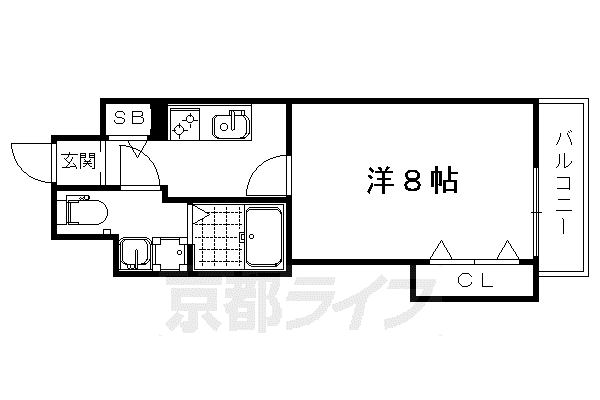 山陰本線 太秦駅(ＪＲ) 徒歩3分 4階建 築12年(1K/4階)の間取り写真