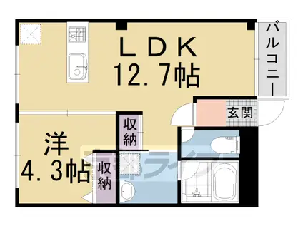 阪急電鉄嵐山線 松尾大社駅 徒歩15分 3階建 築20年(1LDK/3階)の間取り写真