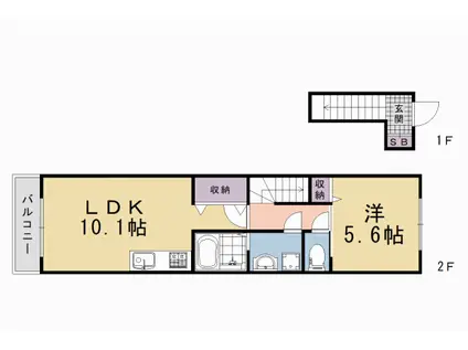 阪急電鉄京都線 西院駅(阪急) 徒歩10分 2階建 築11年(1LDK/2階)の間取り写真