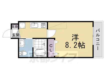 山陰本線 円町駅 徒歩5分 7階建 築10年(1K/7階)の間取り写真