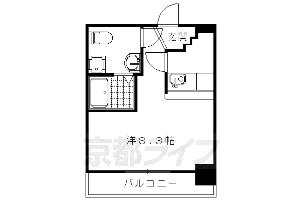グランドーリア西院(ワンルーム/5階)の間取り写真