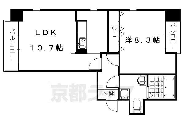 グランドーリア西院(1LDK/6階)の間取り写真
