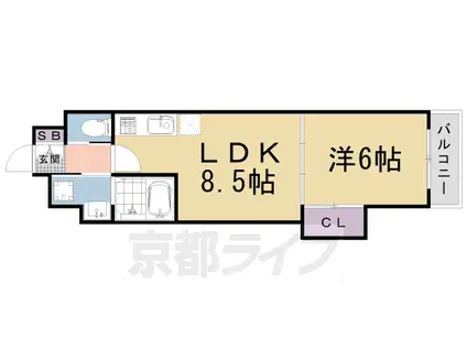 アドバンス京都西院パルティーレ(1LDK/2階)の間取り写真