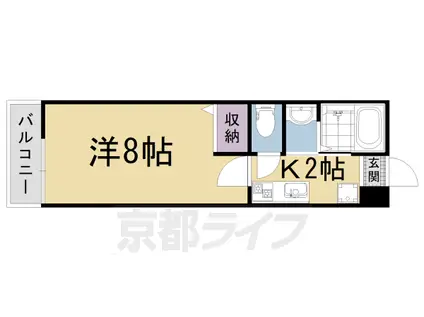 山陰本線 円町駅 徒歩1分 4階建 築10年(1K/3階)の間取り写真