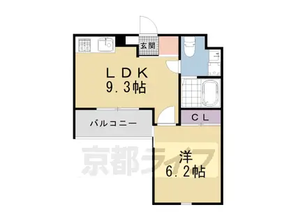 山陰本線 二条駅 徒歩7分 4階建 築10年(1LDK/2階)の間取り写真