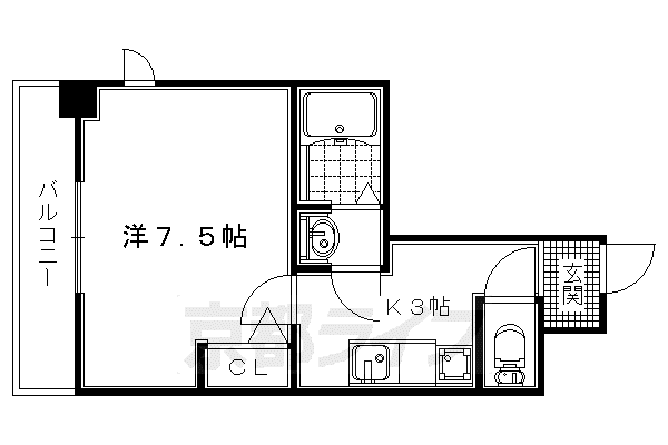東海道本線 西大路駅 徒歩10分 7階建 築11年(1K/1階)の間取り写真