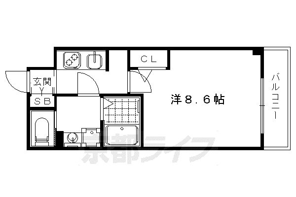 東海道本線 西大路駅 徒歩10分 7階建 築11年(1K/5階)の間取り写真