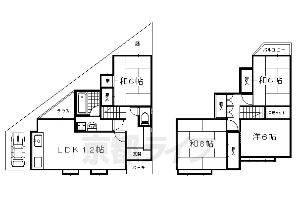 山陰本線 太秦駅(ＪＲ) 徒歩15分 2階建 築43年