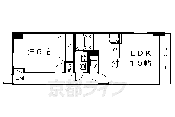 東海道本線 西大路駅 徒歩17分 6階建 築11年(1LDK/1階)の間取り写真