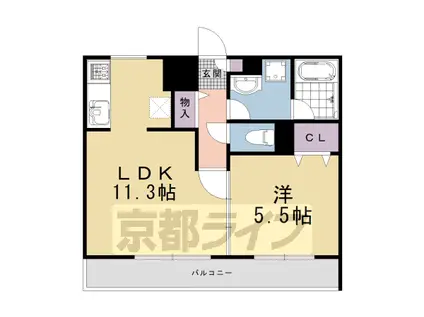 京都市東西線 太秦天神川駅 徒歩10分 3階建 築10年(1LDK/1階)の間取り写真