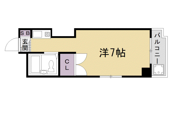 阪急電鉄京都線 西院駅(阪急) 徒歩9分 4階建 築38年(1K/3階)の間取り写真