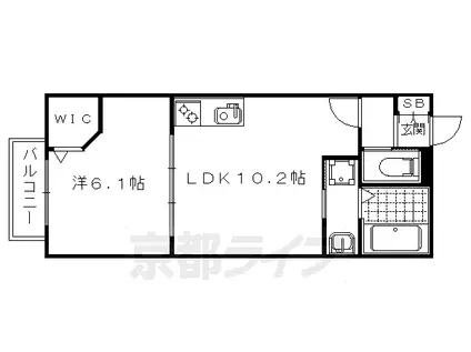 阪急電鉄京都線 西院駅(阪急) 徒歩7分 3階建 築10年(1LDK/3階)の間取り写真