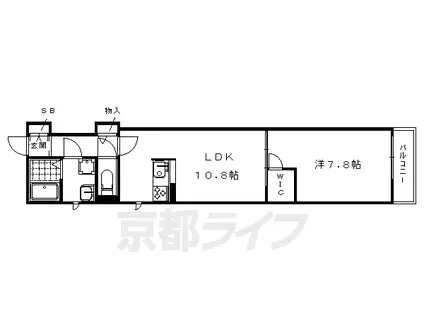 阪急電鉄京都線 西京極駅 徒歩18分 3階建 築9年(1LDK/3階)の間取り写真