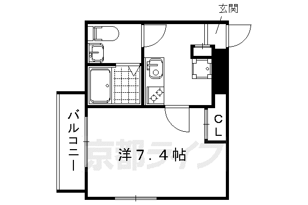 阪急電鉄京都線 西院駅(阪急) 徒歩9分 3階建 築10年(1K/1階)の間取り写真