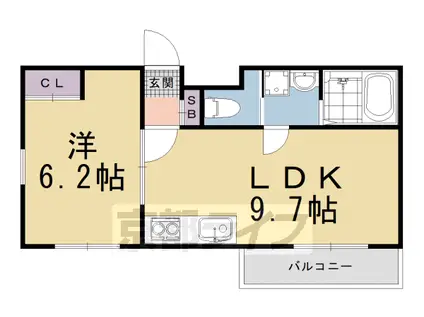 阪急電鉄京都線 西院駅(阪急) 徒歩9分 3階建 築9年(1LDK/3階)の間取り写真