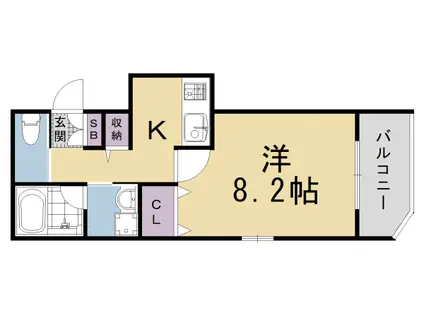 フェリオ三条(1K/2階)の間取り写真