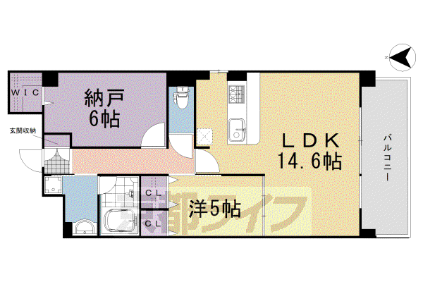 山陰本線 二条駅 徒歩10分 6階建 築10年(1SLDK/6階)の間取り写真