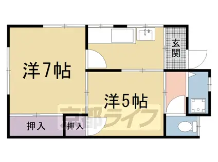阪急電鉄嵐山線 松尾大社駅 徒歩20分 1階建 築60年(2K)の間取り写真